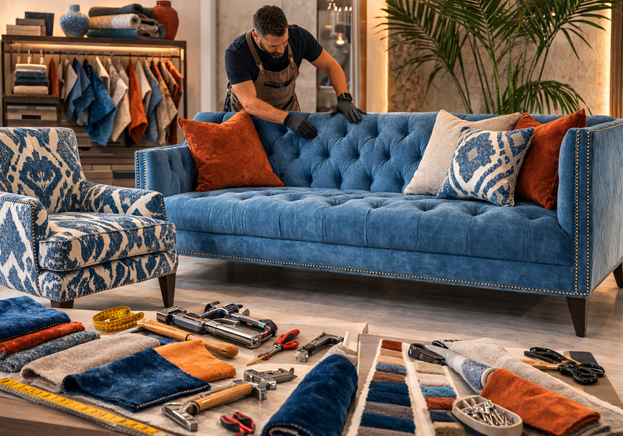 Modern furniture upholstery in living room